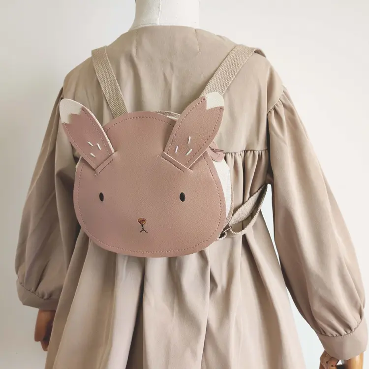 Kids Backpack Baby Kindergarten School Book Bags Fashion Cartoon Rabbit PU Backpack Children Leather Mini Bag