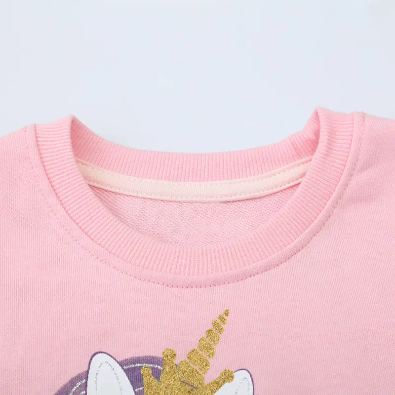 Girls' Pink Long - Sleeve Sweatshirt - with Adorable Unicorn Print - Suitable for Ages 2-7t