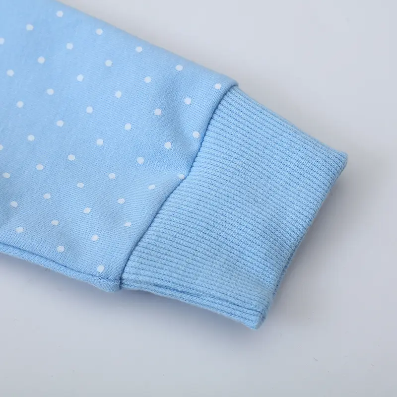 Cotton Girls Light Blue Polka - Dot Kids' Sweatshirt Adorable Bunny Embroidery with Floral Backpack Design Trendy and Charming