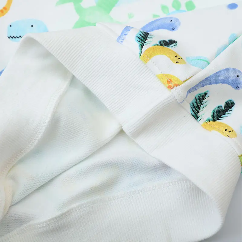 Boys' White Long - Sleeve Sweatshirt - with Colorful Dinosaur and Jungle - themed All - over Print - Suitable for Age 2-7y