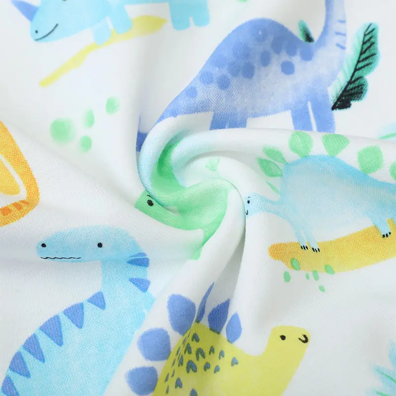 Boys' White Long - Sleeve Sweatshirt - with Colorful Dinosaur and Jungle - themed All - over Print - Suitable for Age 2-7y