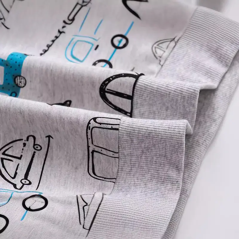 Boys' Gray Long - Sleeve Sweatshirt - with Car - themed All - over Print - Suitable for Ages 2-7y