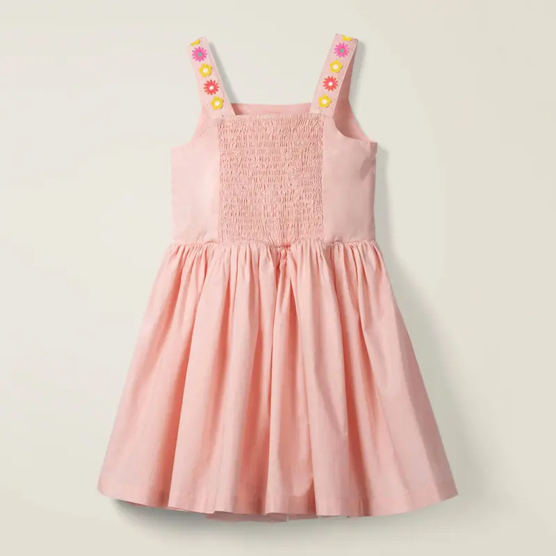 Pink Sleeveless Toddler Dress with Exquisite Floral Embroidery - Stylish & Charming