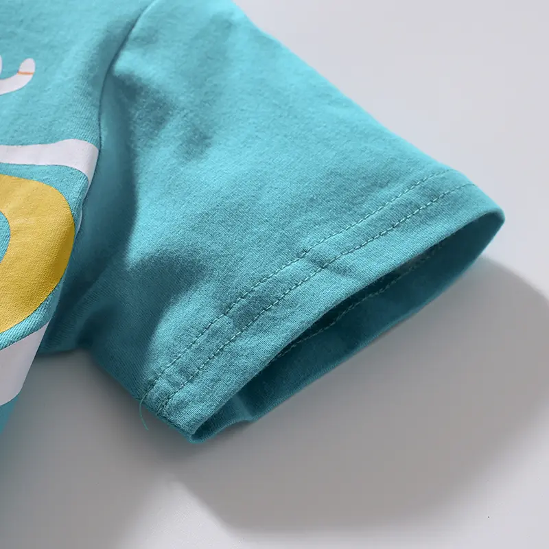2-7T Kids' Short - Sleeve Turquoise T - shirt with Astronaut & Space - themed Print - Trendy and Stylish