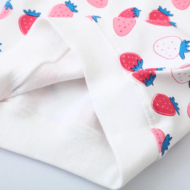 Girls' White Sweatshirt All Over Strawberry Print, Long Sleeve & Sweet Adorable Toddler Girl Pullover