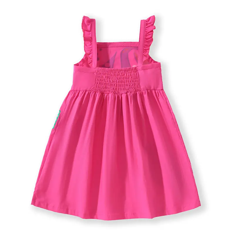 Girls' Pink Sleeveless Dress - with Ruffled Straps and Colorful Fish Prints - Suitable for Ages 2 - 7