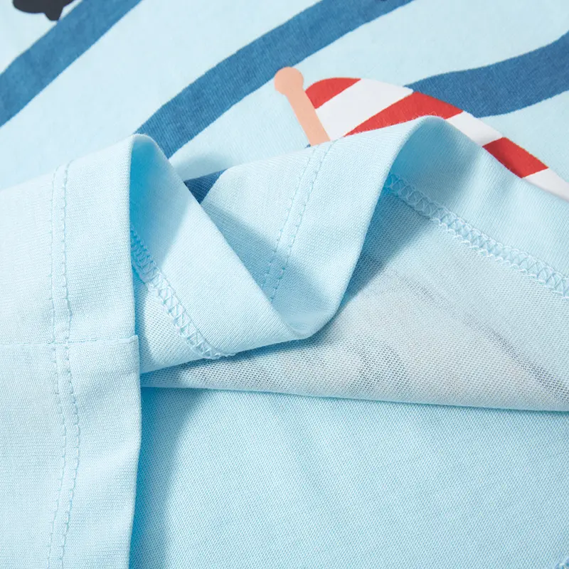 2-7t Cotton Boys' Light Blue Short Sleeve T -shirt with Maritime themed Ship Prints Trendy & Charming