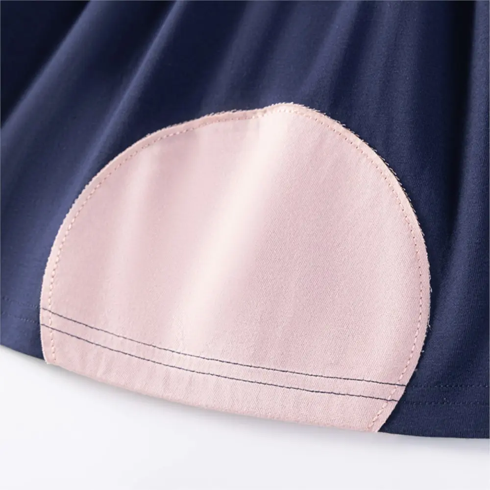 Girls' Navy Blue Sleeveless Dress - with Ruffled Shoulders and Colorful Circle Patchwork Design - Suitable for Ages 2-7y
