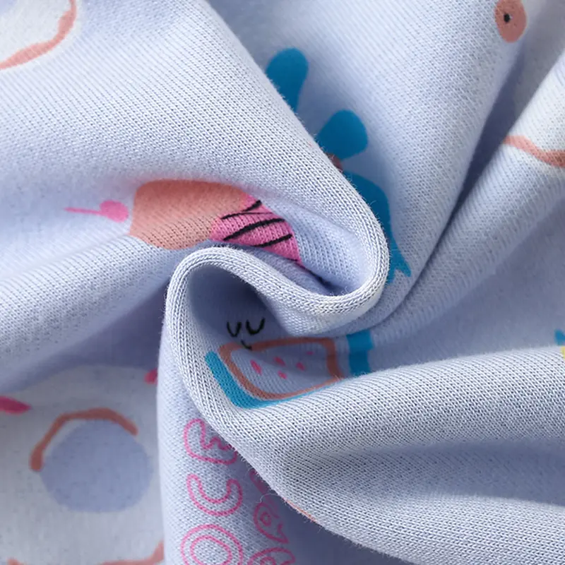 Stylish Children's Hooded Zip Jacket Light Blue Base with Pineapple, Flamingo & More Prints