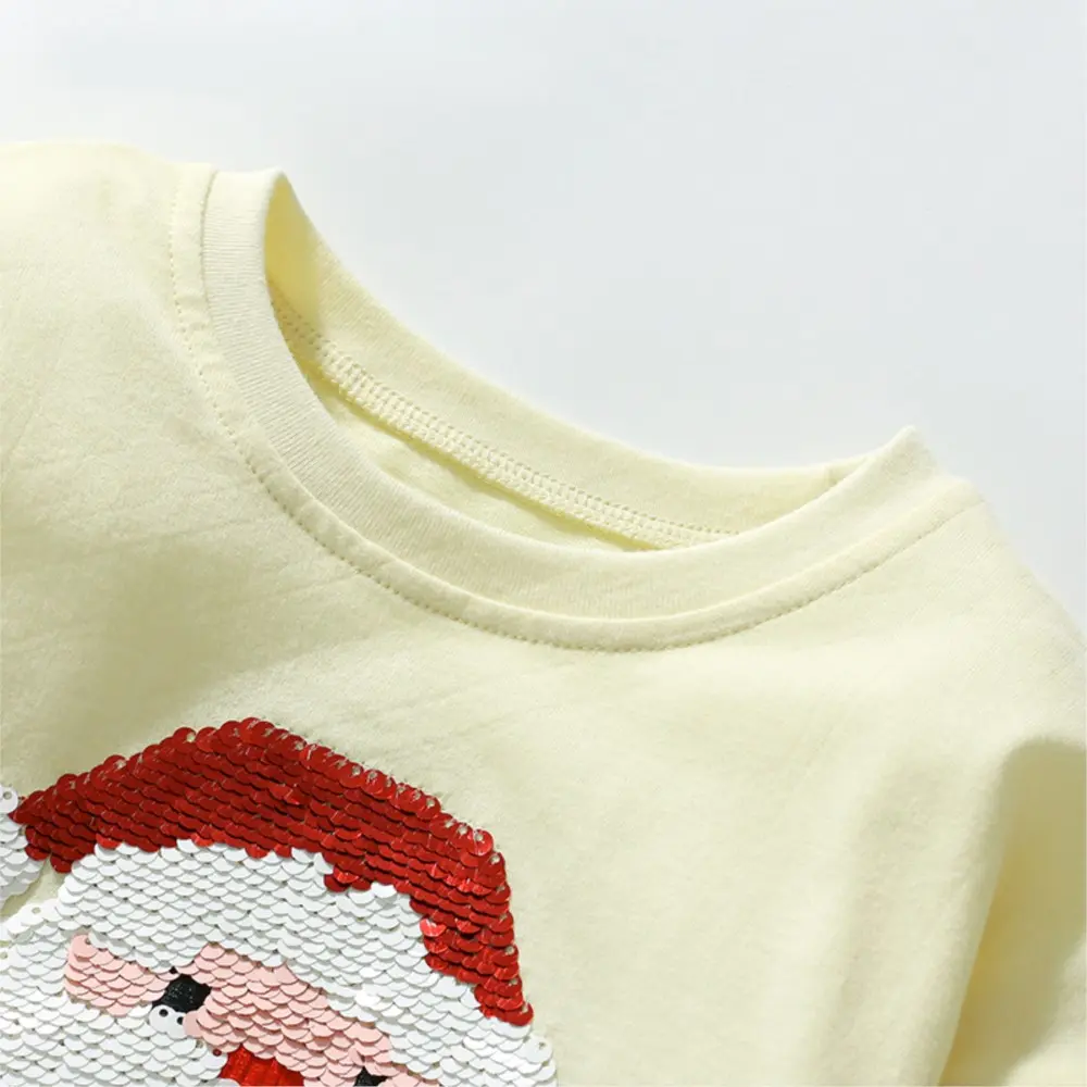 Spring Baby Girls Santa Claus Cotton T-shirts Christmas Kids Clothes Toddler Tops Children Long Sleeve Loose T Shirt 0-7Y