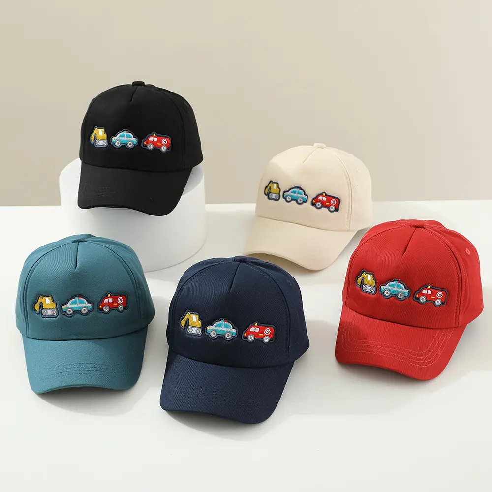 2-8T Summer Kids Baseball Cap Outdoor Adjustable Infant Boy Girls Sun Hats Cartoon Vehicles Embroidery Baby Cap