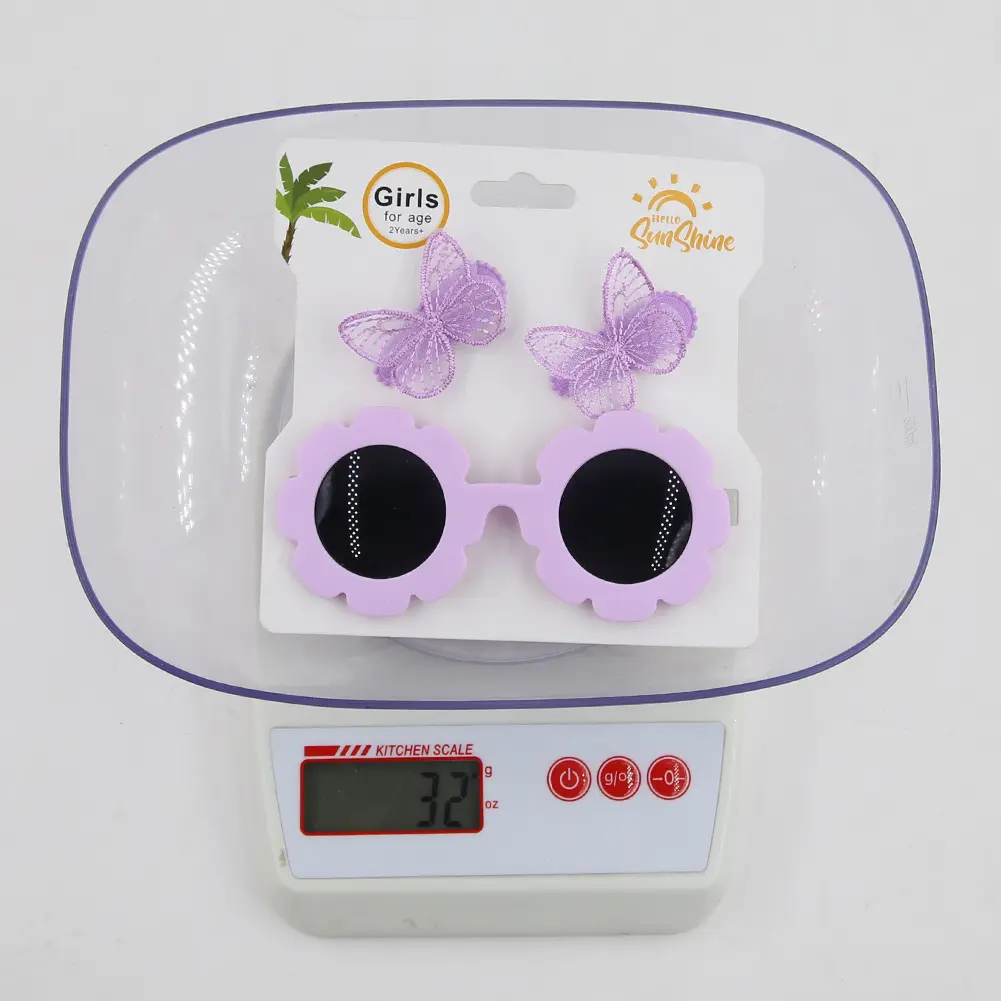 2Pcs/Set Baby Hairpin For Child Cute Butterfly Shaped For Newborn Protective Sun Glasses Girl Seaside Vacation Hair Accessories