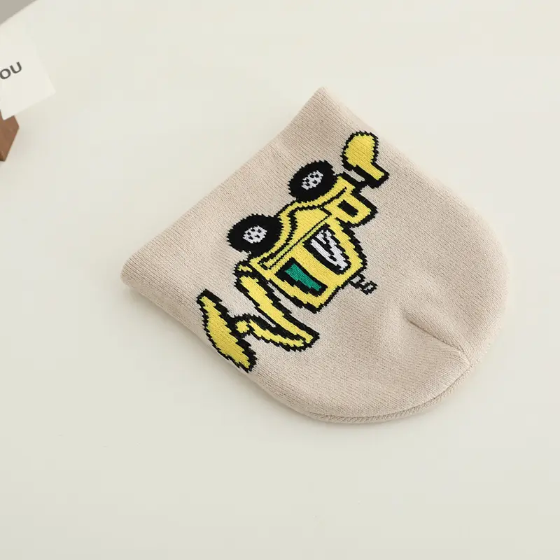 Cute Cartoon Excavator Pattern Knitted Beanies for Kids 2-8Y