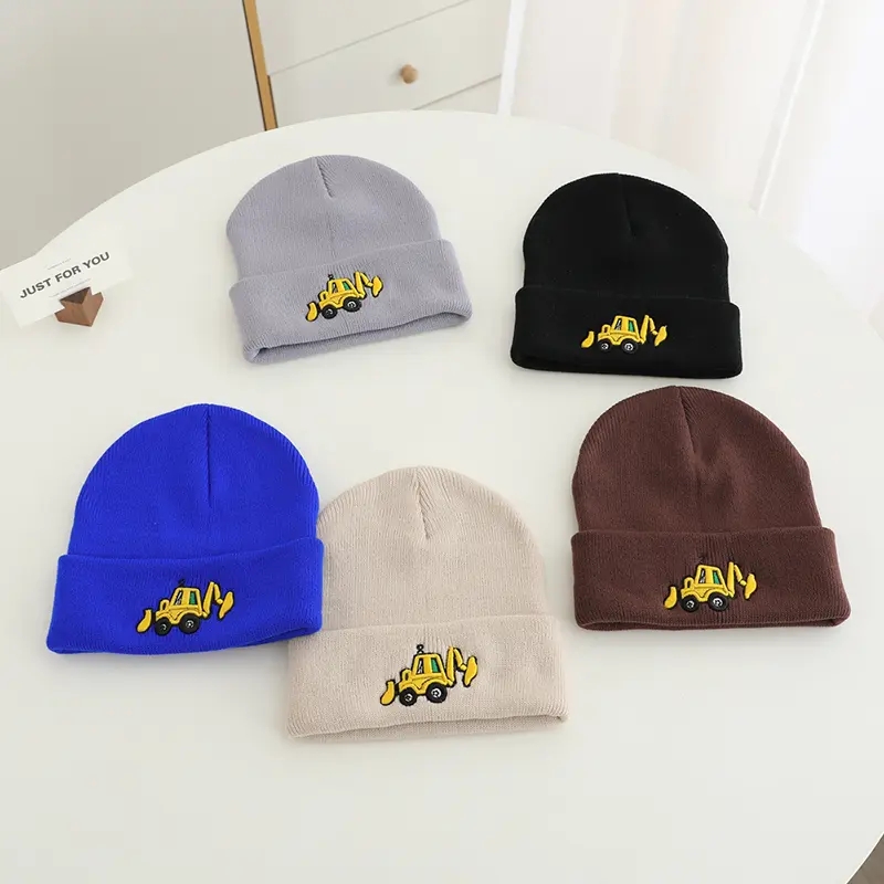 Adorable Construction - Themed Knit Caps for Kids Hats for Baby Boys 2-8y