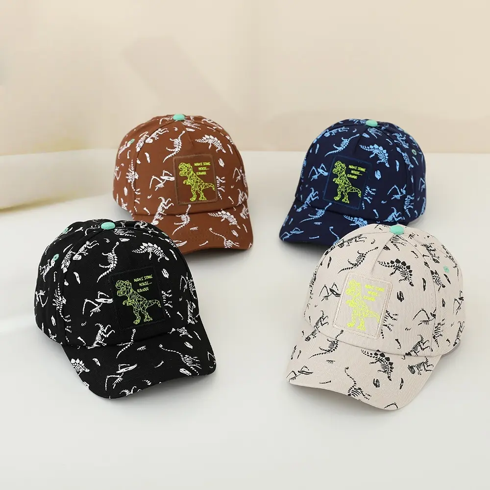 2-8Y Children's Kids Baseball Cap for Girl Boy Versatile Baseball Caps in Multiple Colors with Dino Skeleton Design