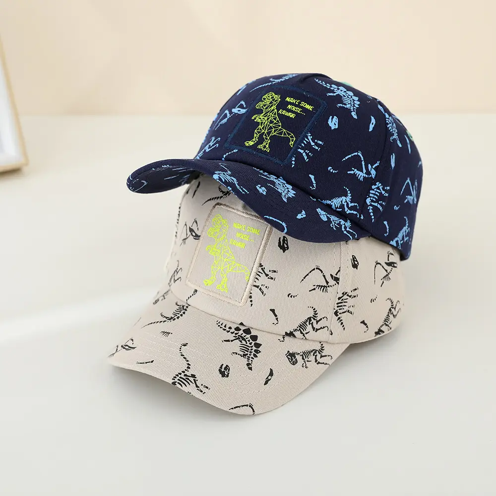 2-8Y Children's Kids Baseball Cap for Girl Boy Versatile Baseball Caps in Multiple Colors with Dino Skeleton Design