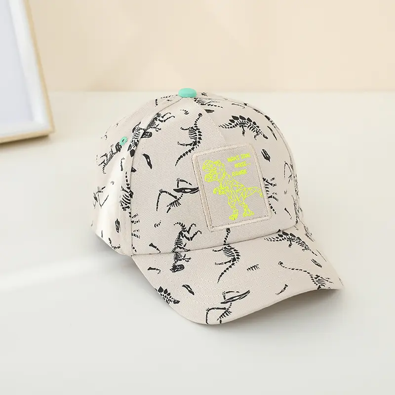 2-8Y Children's Kids Baseball Cap for Girl Boy Versatile Baseball Caps in Multiple Colors with Dino Skeleton Design