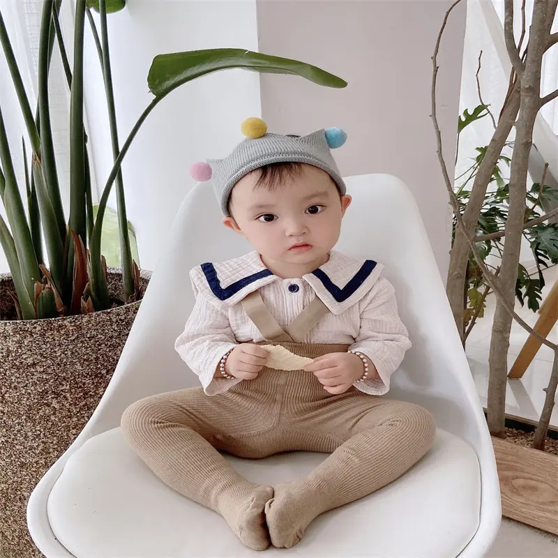 Cute Baby Suspender Leggings Baby Boys Girls Stylish Knitwear Pants for Little Ones Soft Knitted, Perfect for Newborn