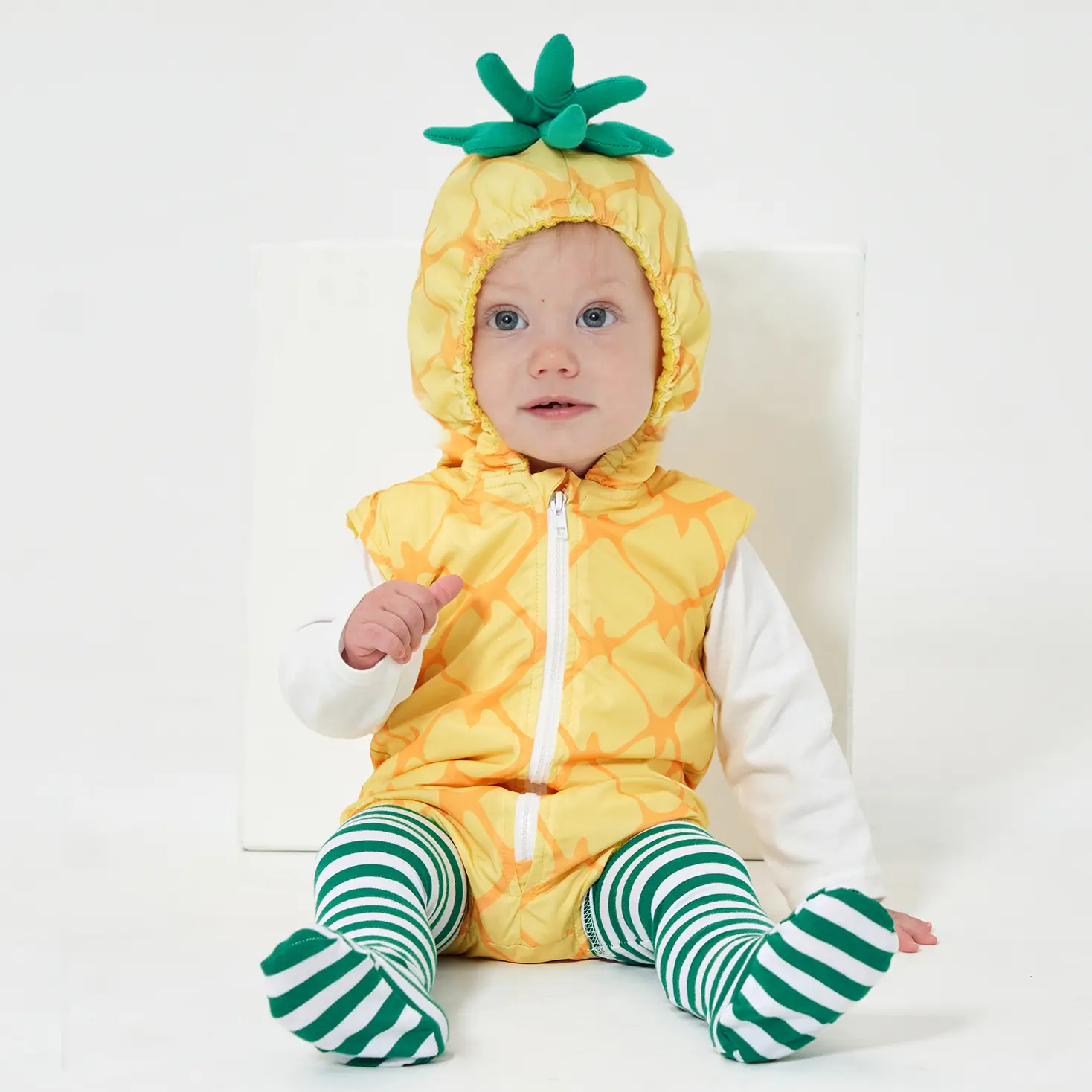 Carnival Baby Girls Boys Pineapple Costume Infant Bodysuit Sleeveless Romper Hoodie Purim Halloween Fancy Dress  Stockings Set