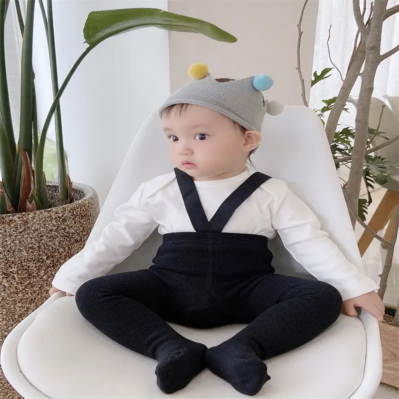 Cute Baby Suspender Leggings Baby Boys Girls Stylish Knitwear Pants for Little Ones Soft Knitted, Perfect for Newborn