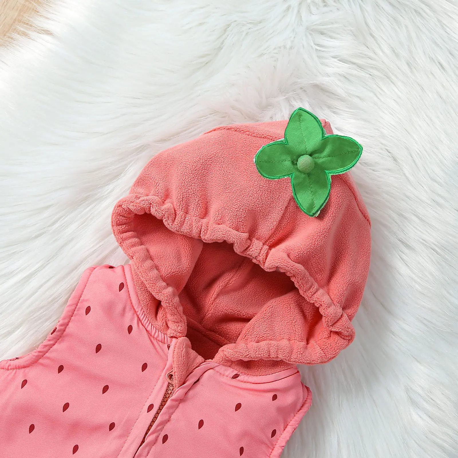 Cute Baby Romper Clothes Set Strawberry Shaped Stage Performance Zip-up Hooded Romper+Striped Stockings Girls Boys Costume