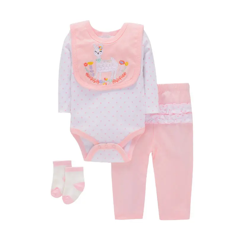 Baby Boys' 4 - Piece Clothing Set Elephant Themed Onesie, Bib, Pants & Socks