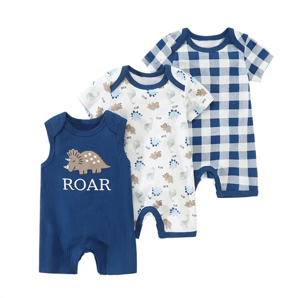 3Pcs Newborn Baby Girl Romper Set Sunflower Prints and Ruffled Sleeves, Soft Cotton Fabric Onesie Bodysuit Set