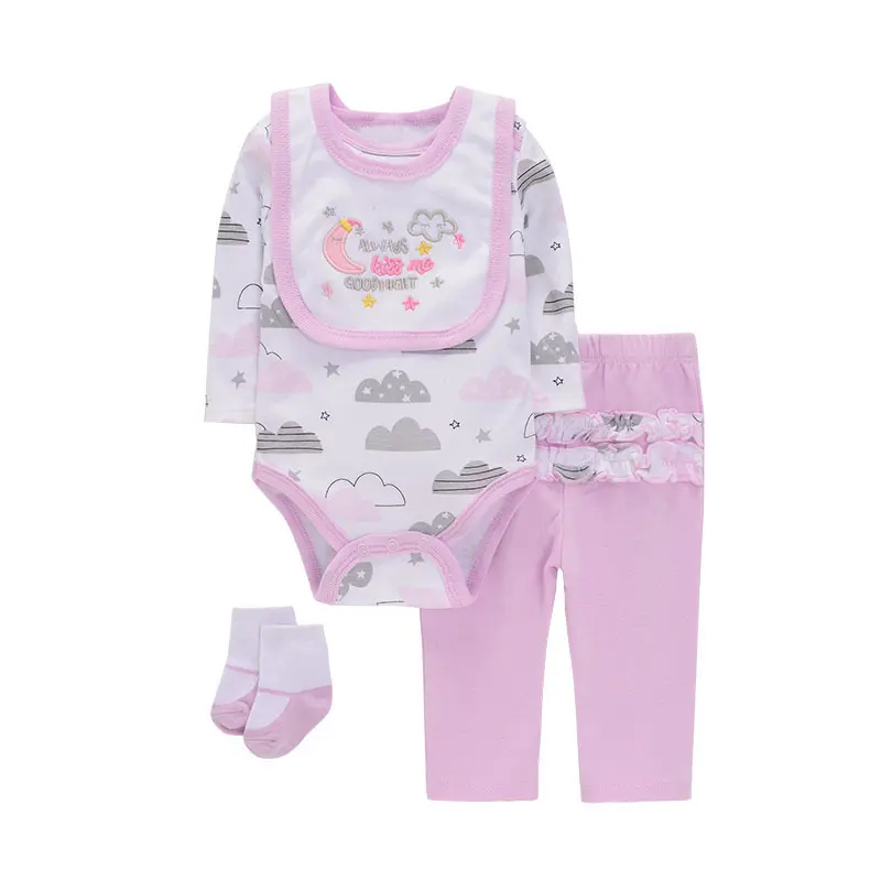 Baby Boys' 4 - Piece Clothing Set Elephant Themed Onesie, Bib, Pants & Socks