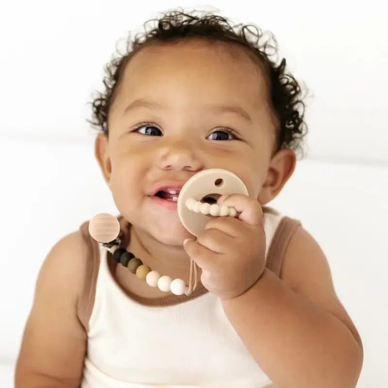 Nordic Style Silicone Round Pacifier Clip - Anti - Drop Baby Soother Keeper
