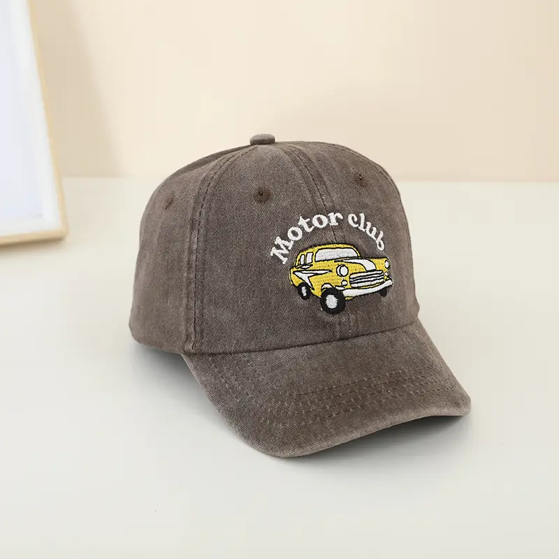 Versatile 'Motor Club' Car - Embroidered Baseball Caps in Multiple Colors for 2-8Years Adjustable