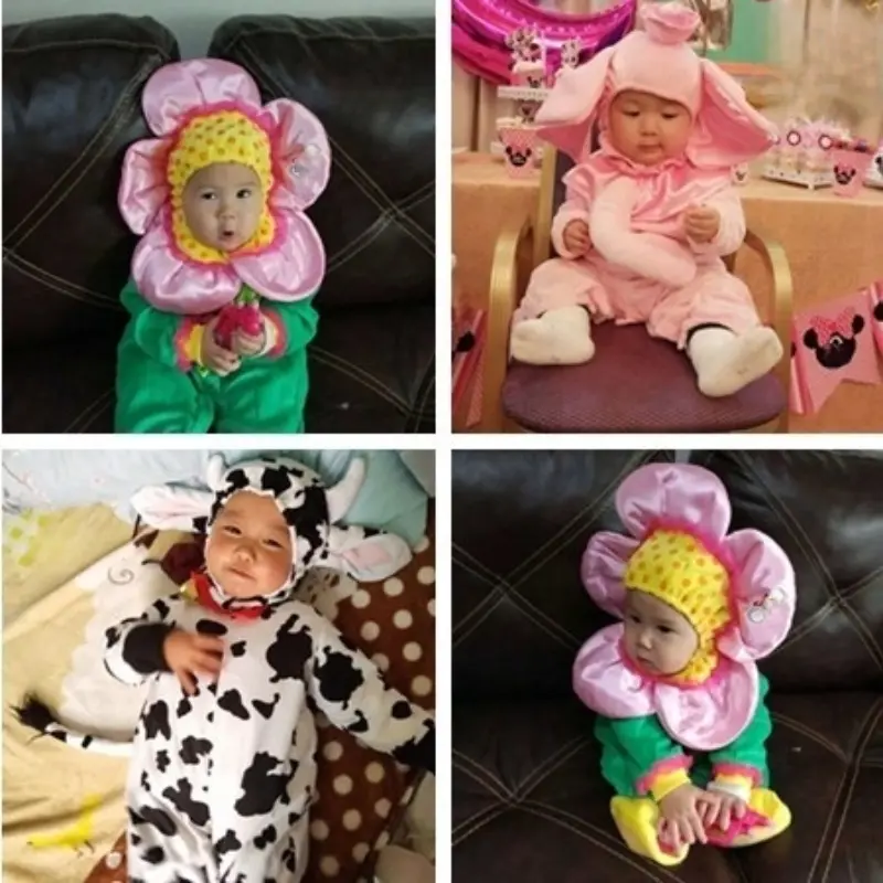 Happy Purim Clothes Carnival Halloween Outfits Baby Girls Flower Costume Rompers Jumpsuit Toddlers Infant Clothes For Party