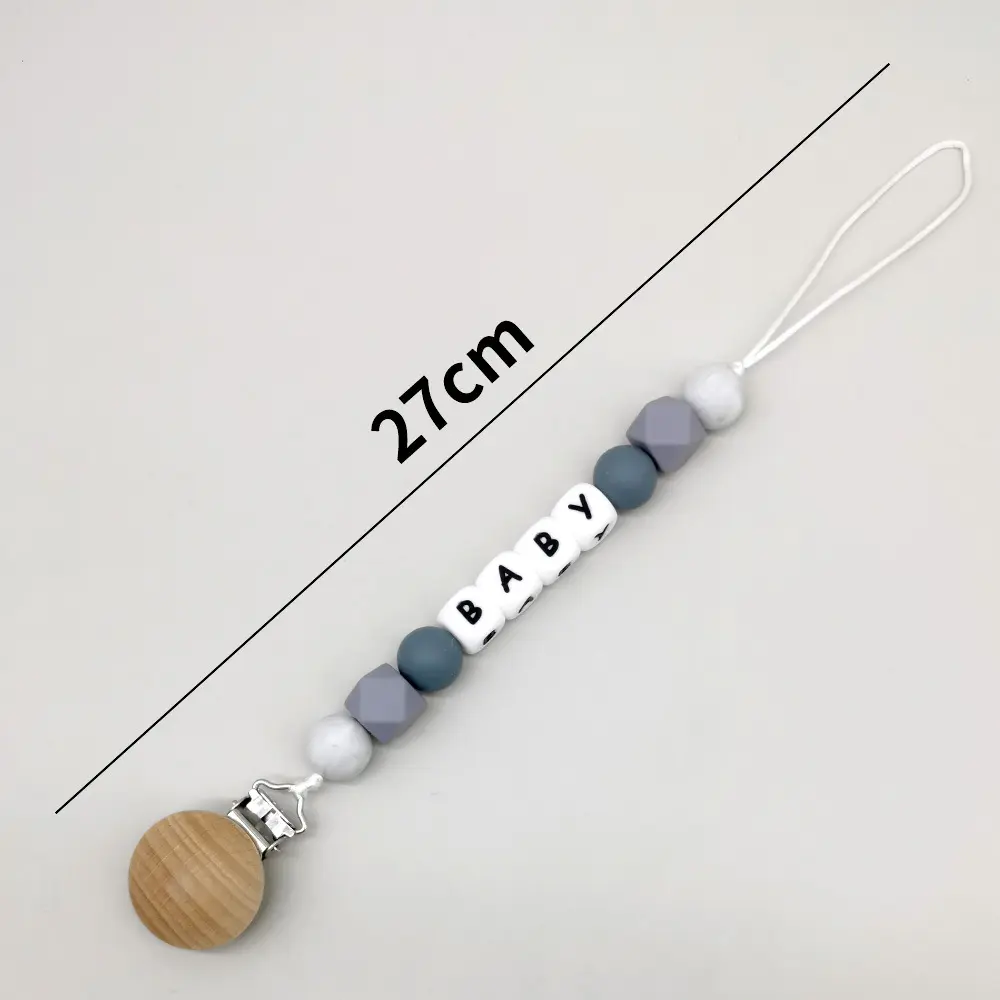 Personalized Name Baby Pacifier Clips Silicone Beads Candy Color Dummy Nipples Holder Newborn Accessories