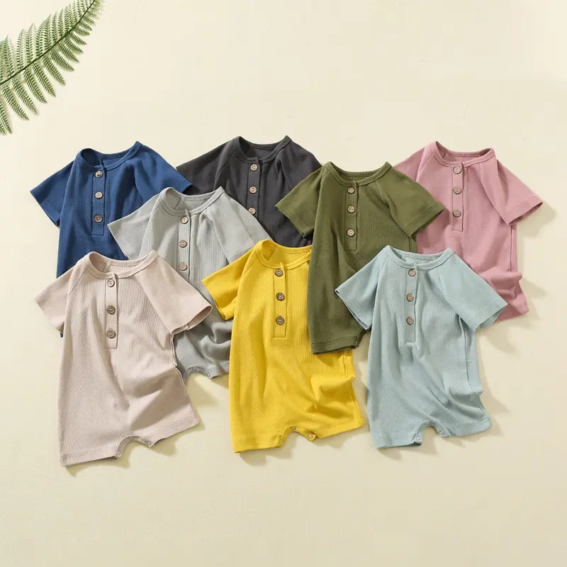 Cotton Newborn Ins Baby Boy Girl Romper Summer Infant Bebe Thin Short Sleeve Jumpsuit Ribbed Clothes Knitted Outfits Playsuit