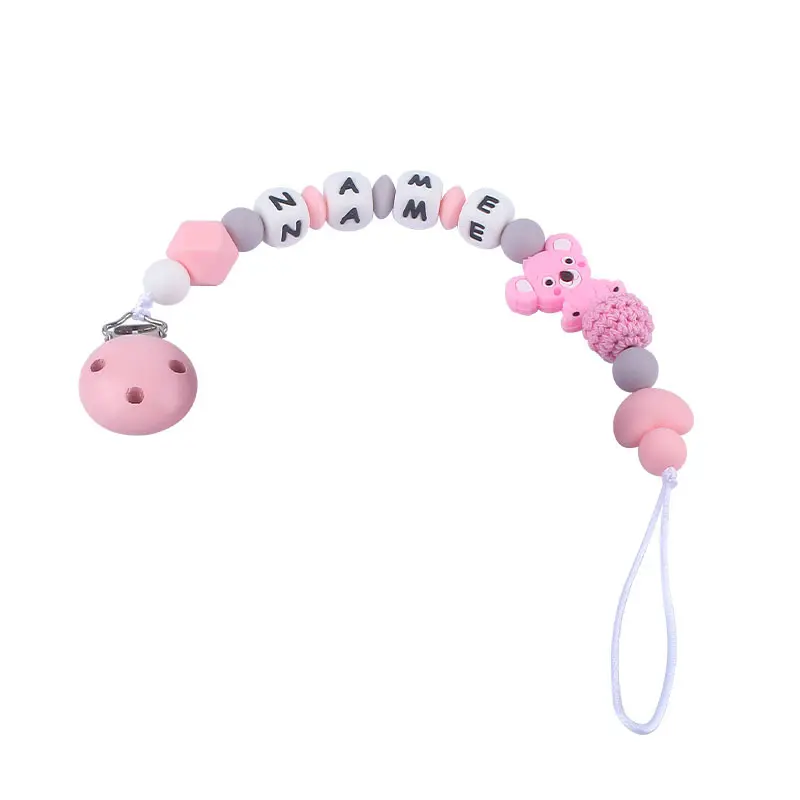 INS Baby Pacifier Clip Koala Personalize Name Custom Newborn Dummy Nipple Holder Chain Babies Accessories Pendant