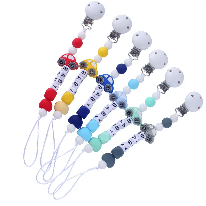 New Customizable Baby Pacifier Clip Personalized Name Anti-drop Chains Dummy Nipples Holder Clips Chain Teething Toys Chew Gifts