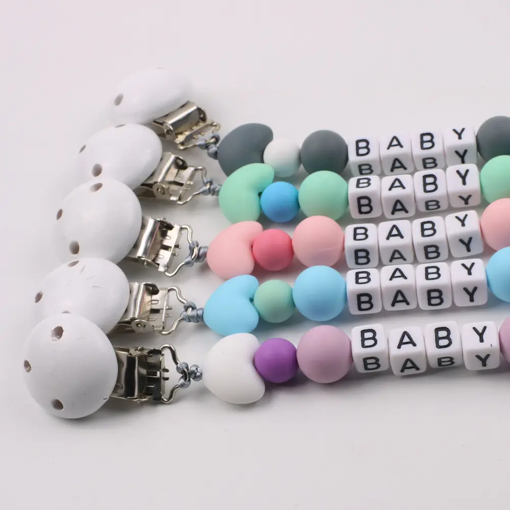 Baby Pacifier Clips Personalized Name Silicone Flower Teether Newborn Teething Toys Dummy Nipples Holder Clip Chain Accessories