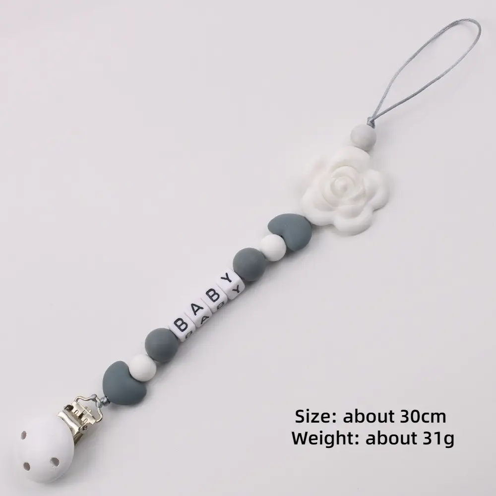 Baby Pacifier Clips Personalized Name Silicone Flower Teether Newborn Teething Toys Dummy Nipples Holder Clip Chain Accessories
