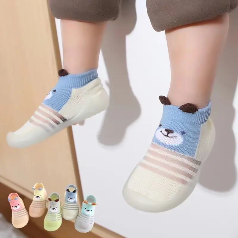 Children's Walking Shoes Baby Floor Shoes Baby Socks Shoes Non Slip Indoor Soft Sole Mesh Surface Thin Sandals One Foot Pedal