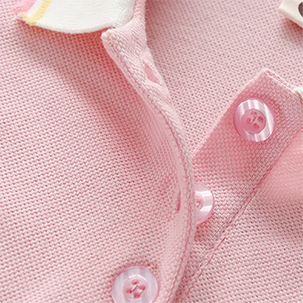 Girl's Princess Polo Dress 2025 New Summer Children's Baby Short Sleeves Cute Sweet Pink Casual Pleated