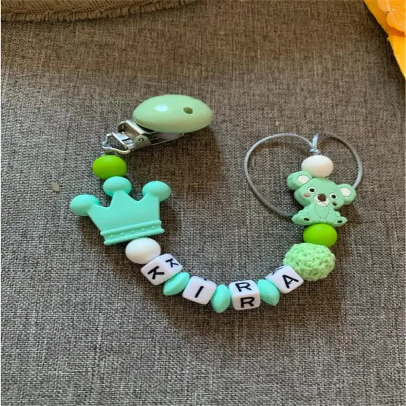 Personalized Name Baby Pacifier Clips Koala Pacifier Chain Holder for Baby Teething Soother Chew Toy Dummy Clips
