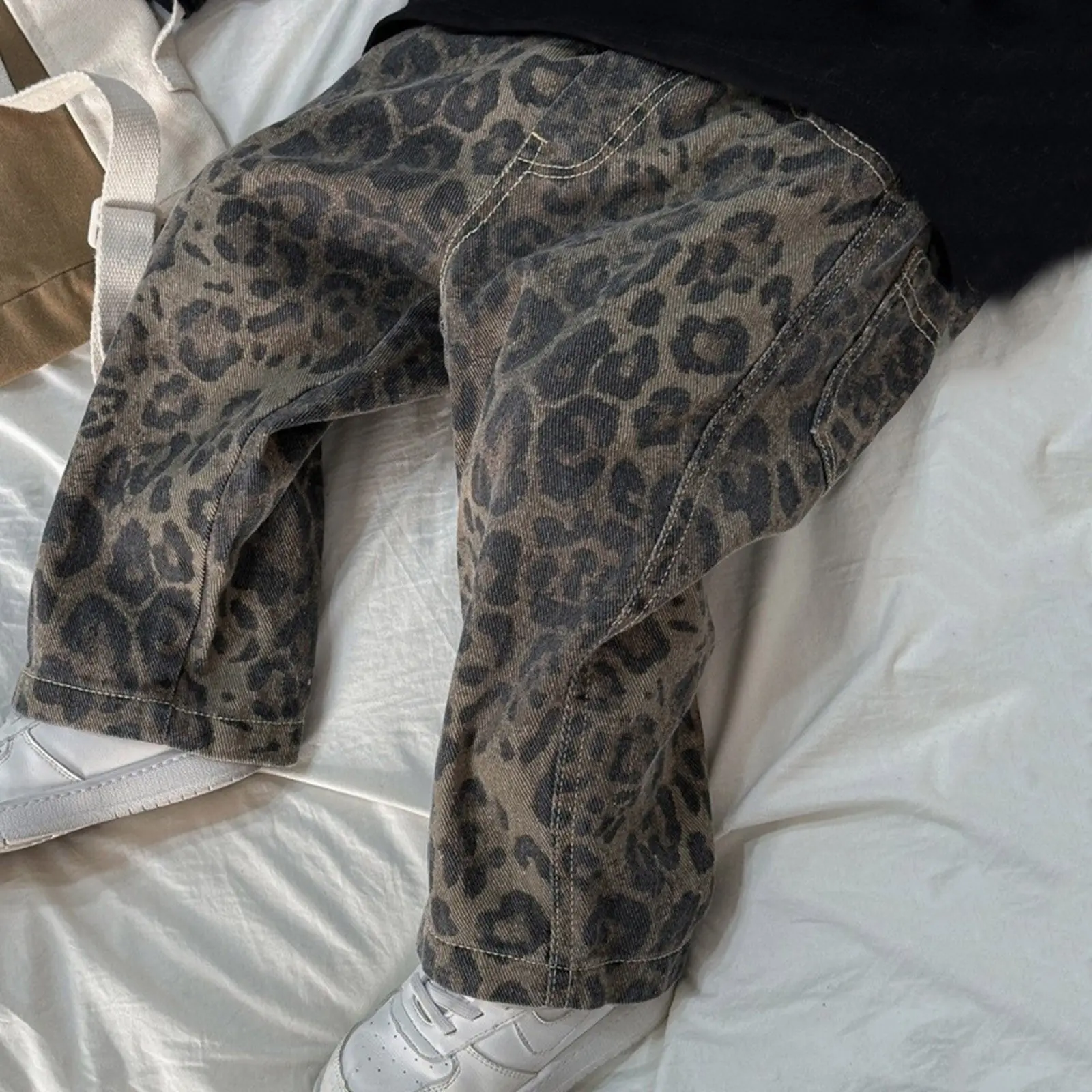 Leopard Jeans For Kids Boys Girls Cool Long Jeans Fashion 2025 Casual Street Style Children's Autumn Pants