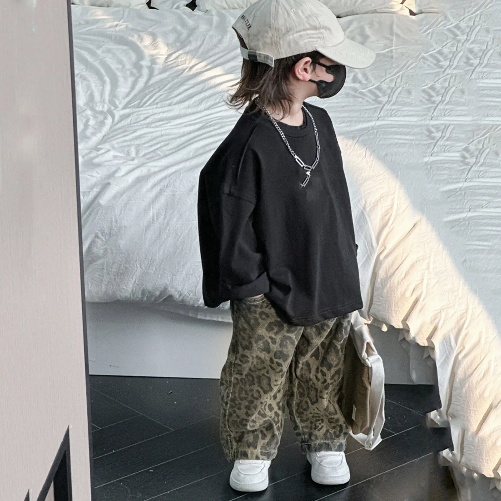 Leopard Jeans For Kids Boys Girls Cool Long Jeans Fashion 2025 Casual Street Style Children's Autumn Pants