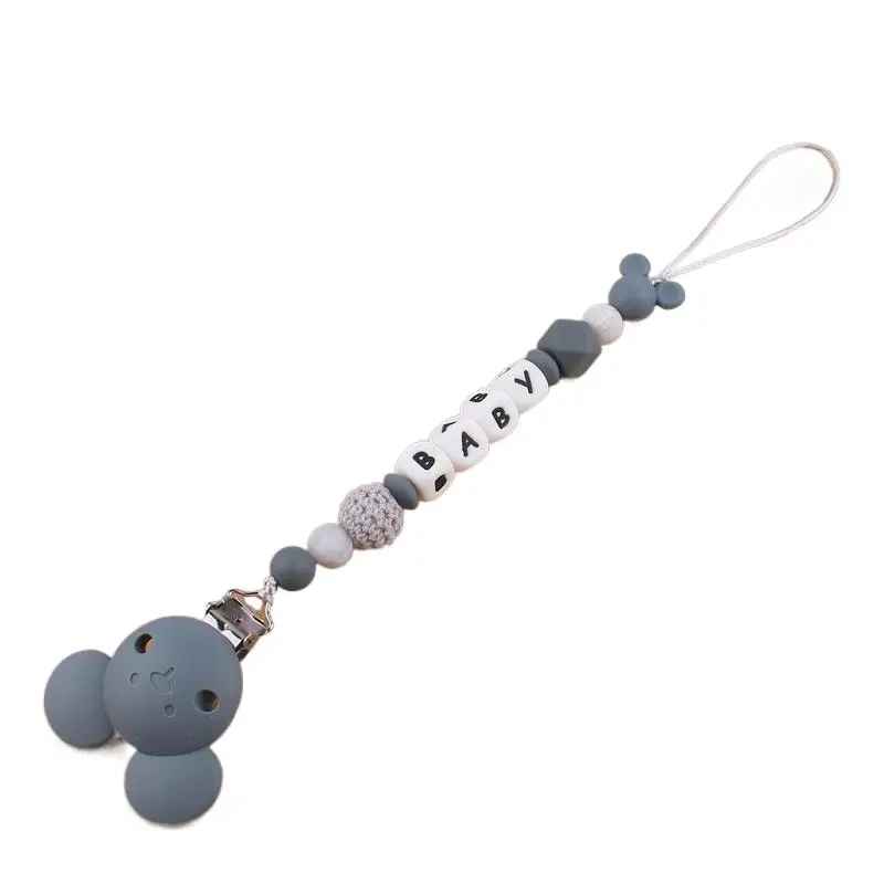 Mouse Silicone Beads Personalized Name Baby Pacifier Clips Chain Holders Baby Shower Gifts Dummy Clips BPA FREE Accessories