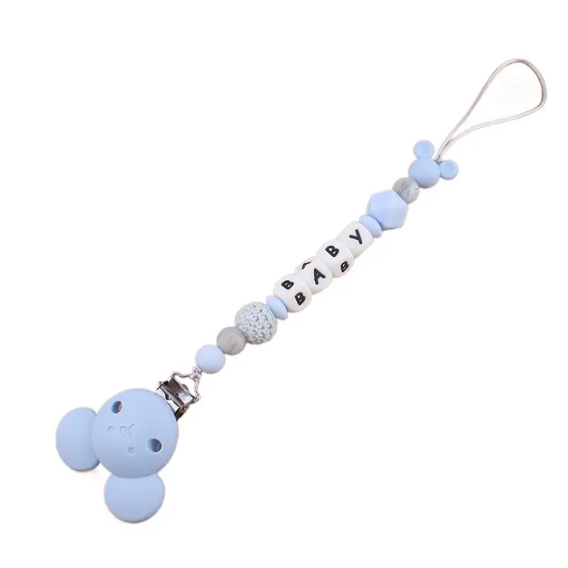 Mouse Silicone Beads Personalized Name Baby Pacifier Clips Chain Holders Baby Shower Gifts Dummy Clips BPA FREE Accessories