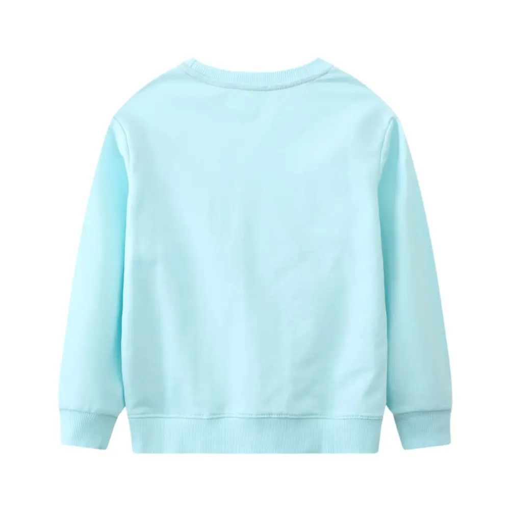 Girls' Light Blue Sequin Embellished Butterfly Sweatshirt Soft & Comfortable Adorable Toddler Kids Pullover