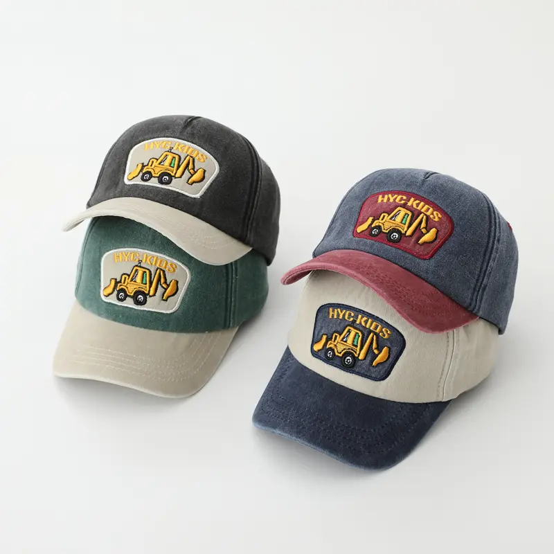 Fashion Letter Children Baseball Hat Solid Color Baby Peaked Cap Cotton Casual Kids Duck Tongue Cap 2-8Year Boy Girl Sun Visors