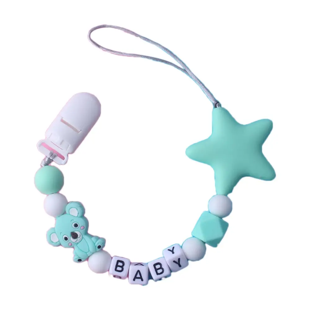Personalized Name Baby Pacifier Clips Koala Silicone Soother Chain Dummy Holder Bebes Accessories Shower Gift