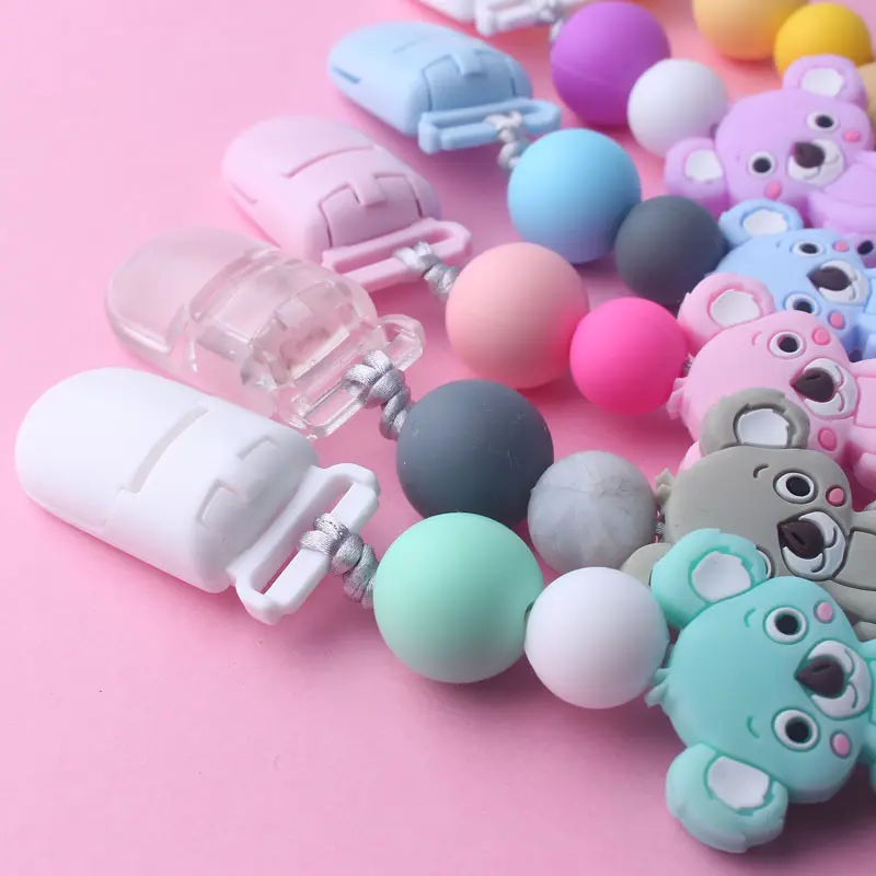 Personalized Name Baby Pacifier Clips Koala Silicone Soother Chain Dummy Holder Bebes Accessories Shower Gift