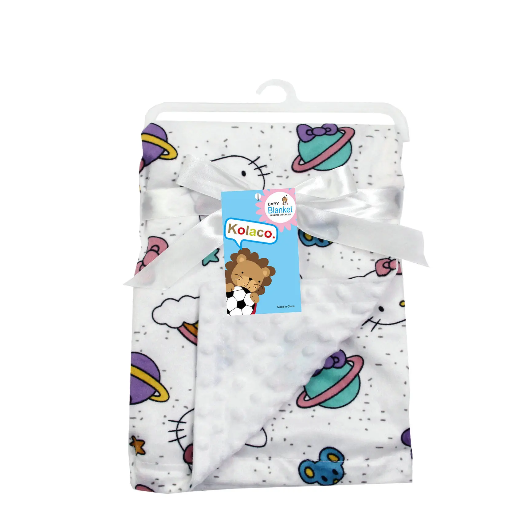 10Color Cartoon Cozy Baby Blanket with Adorable Bear Pattern  Soft Minky Dots, Perfect for Newborns Ideal for Swaddling