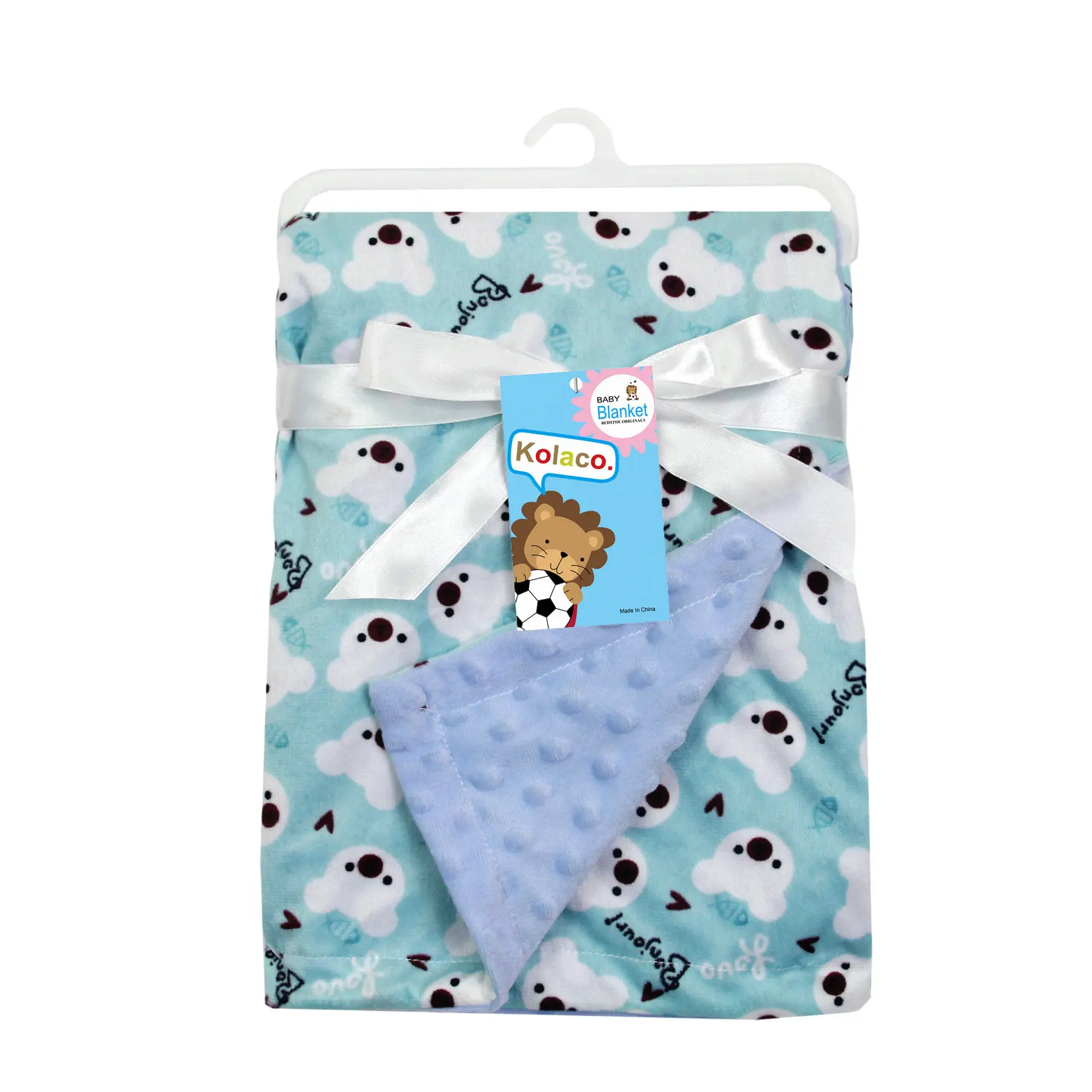 10Color Cartoon Cozy Baby Blanket with Adorable Bear Pattern  Soft Minky Dots, Perfect for Newborns Ideal for Swaddling